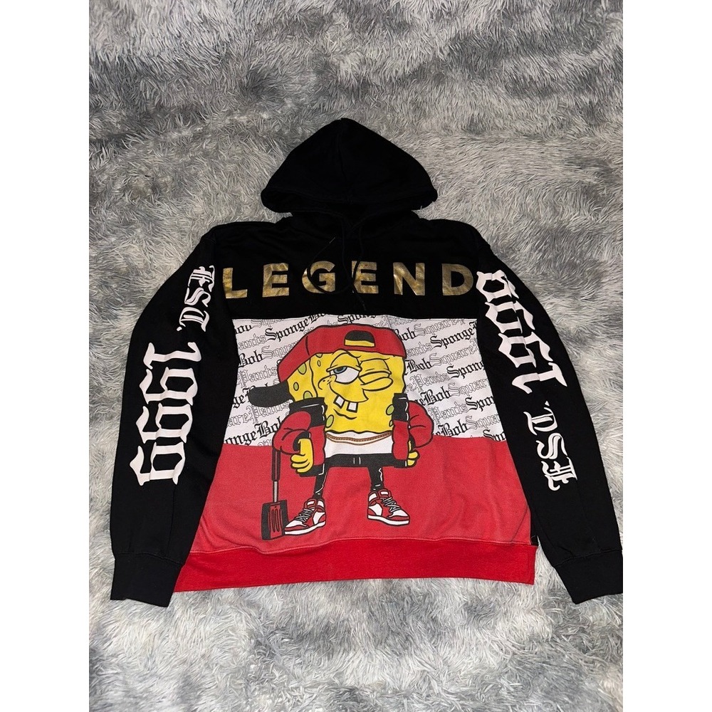 Nickelodeon‎ SpongeBob SquarePants Legend Hoodie Black Red XXL Streetwear 1999